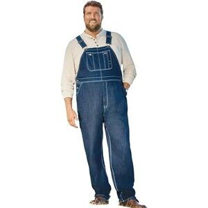 New Boulder Creek Denim Bib Overalls Mens 48x38 BIG Antique Indigo Raw Hem